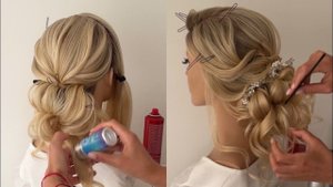 Свадебная причёска низкий пучок | Пошаговый видеоурок