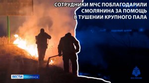 Вести-Смоленск - сотрудники МЧС поблагодарили смолянина за помощь в тушении крупного пала