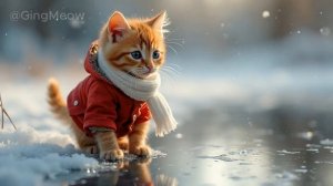 Cute Kitten’s First Snow Adventure
