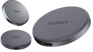 Беспроводное зарядное устройство Aukey, Qi2 15W, серебристый  металл (LC-MC10)