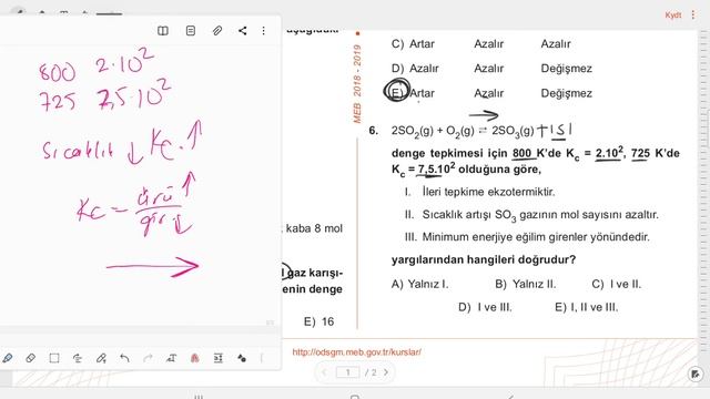 11. SINIF KİMYA KAZANIM KAVRAMA TESTİ 16. Kimyasal Denge 1