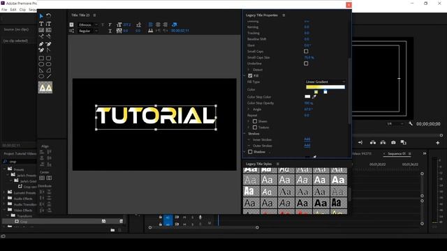 ADOBE PREMIERE PRO TUTORIAL:   LEGACY TITLE STYLE  Tutorial