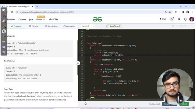 D-359 Palindromic Partitioning | DP| GFG POTD| GeeksForGeeks Problem Of the Day| 24 Oct смотреть онлайн