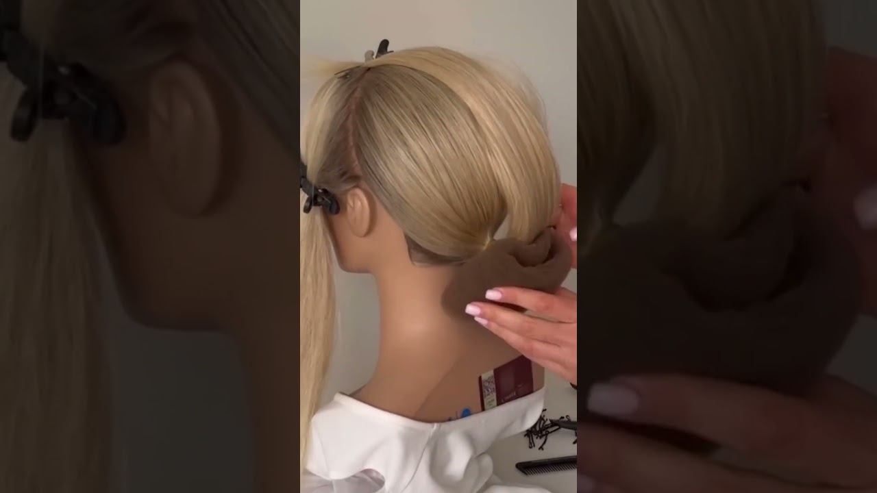 Свадебная причёска: Гладкий и чистый низкий пучок 🤍 смотреть онлайн