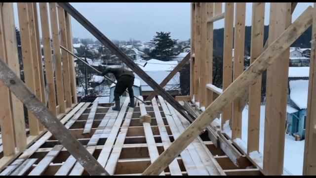 Поднять стены на втором этаже / каркасный дом смотреть онлайн