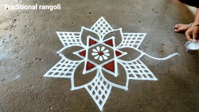 Vaigasi madham special flowers rangoli|3*2dots bigginers rangoli|pandaga muggulu|traditional rangol