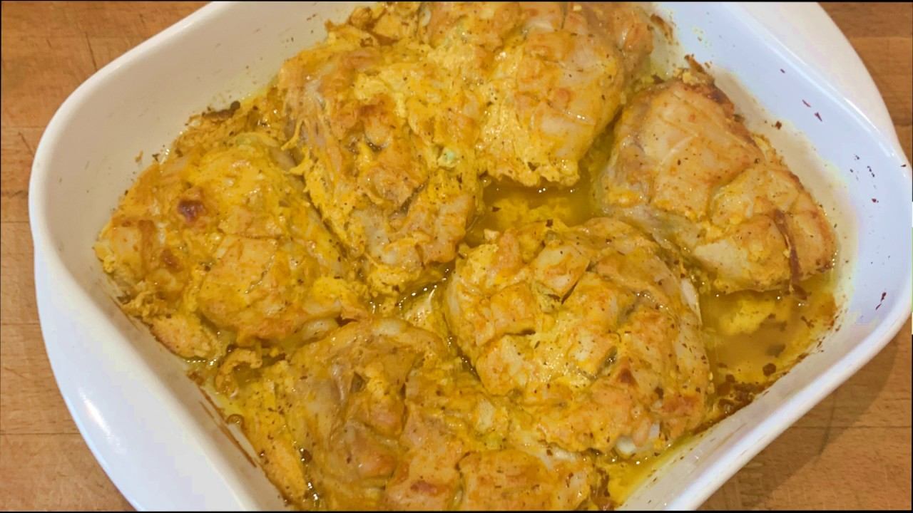 Куриные бедра в пряном маринаде из йогурта