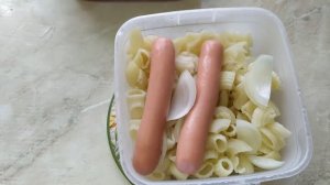 Еда на скорую руку. Макароны и сосиски в микроволновке