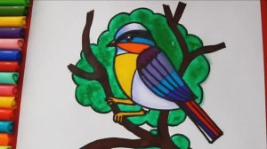 Как нарисовать и раскрасить красочную птицу шаг за шагом