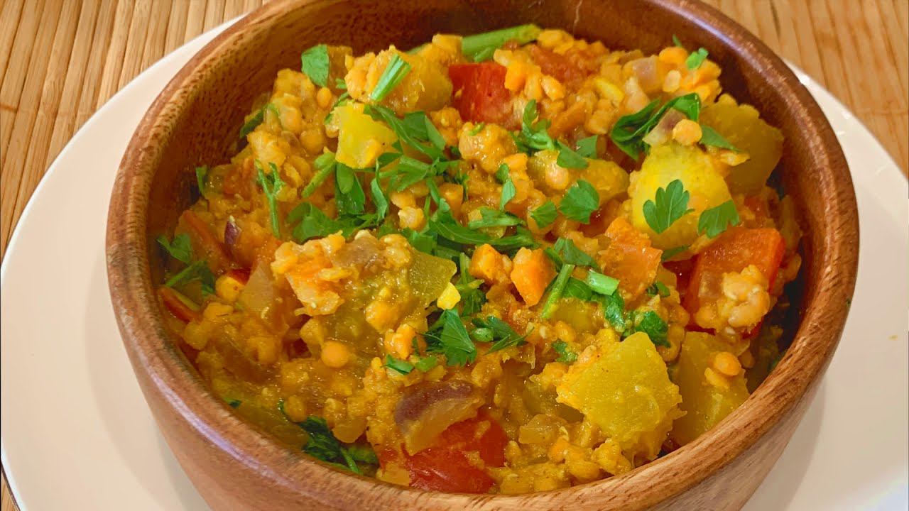Чечевица карри с овощами смотреть онлайн