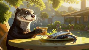 Домашняя выдра впервые пробует сардины