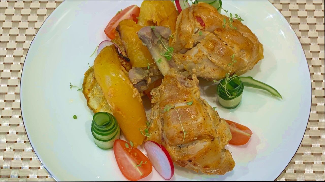 Запеченные куриные ножки с овощами