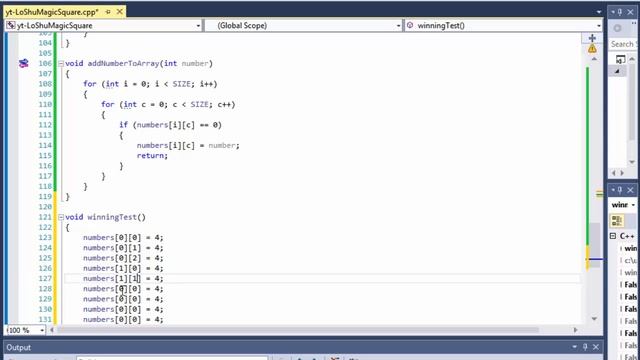 C++ Programming Challenge: Lo Shu Magic Square Part 3 (C++ 2d arrays, C++ loops, C++ functions)