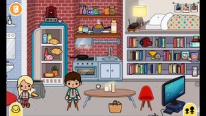 Семья пришла с кафе в Toca Boca