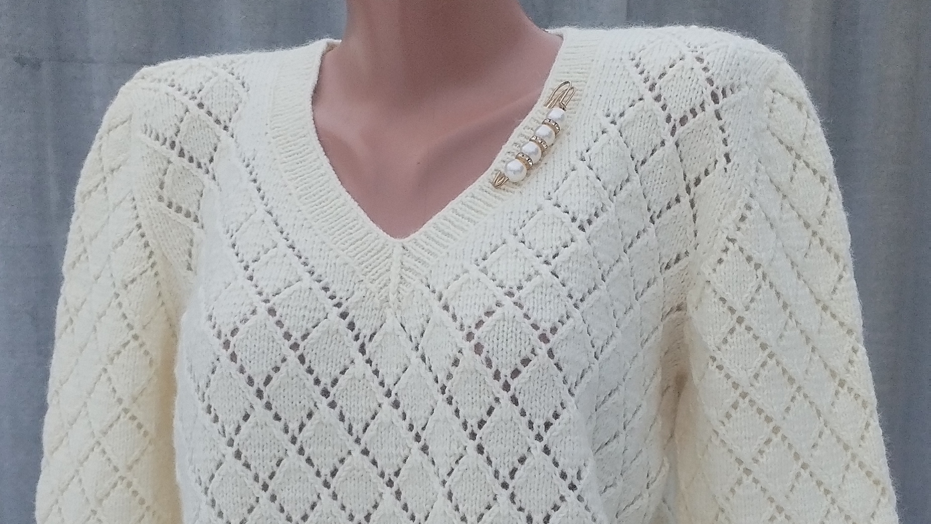 Пуловер спицами "Адель" смотреть онлайн