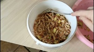 Утреннее кормление курочек, мешанка.