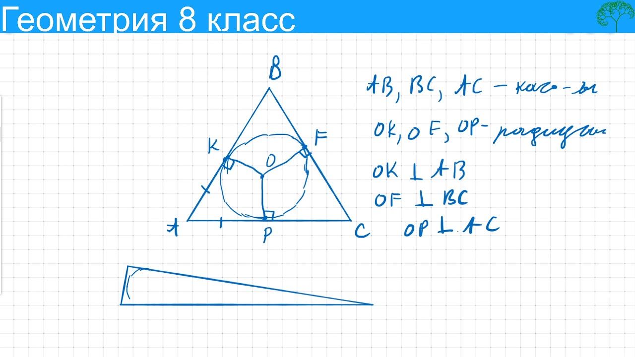 Геометрия 8 класс. Вписанная окружность