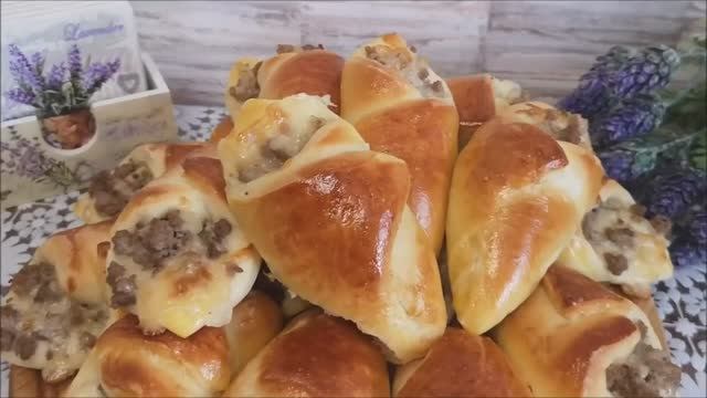 Кулёчки с мясом. Рецепт вкусного дрожжевого теста. Выпечка с МЯСОМ