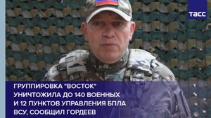 Группировка "Восток" уничтожила до 140 военных и 12 пунктов управления БПЛА ВСУ, сообщил Гордеев