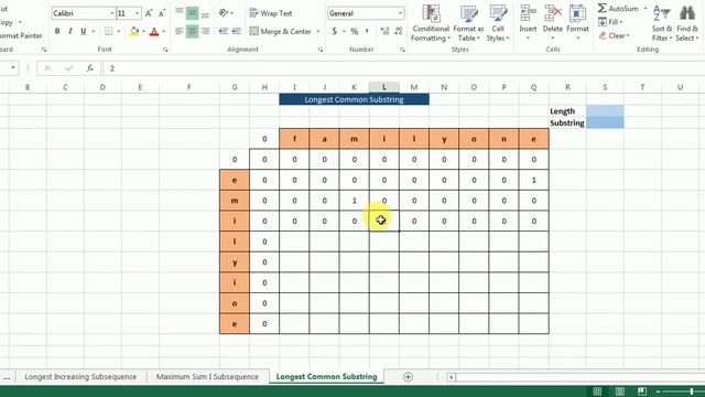 Longest common substring using Dynamic Programming | bottom-up approach