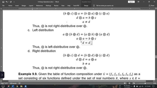 Binary Operations using Tables