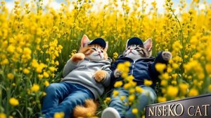 Japan's Shizuoka Kawazu Sakura_ Two Kittens Enjoying Cherry Blossoms in Full Blo