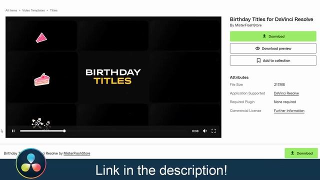 8 Birthday Titles for DaVinci Resolve смотреть онлайн