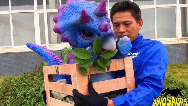 Dinosaur Puppet: Blue & Purple Crated Triceratops Puppet | Puppets смотреть онлайн