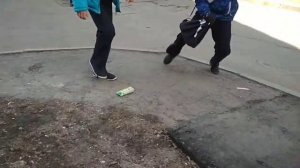 Андрей взорвал пакет сока, там было больше половины