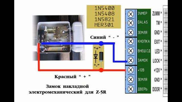 Подключение электромеханического замка к контроллеру Z 5R смотреть онлайн