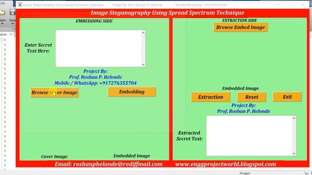 Matlab Code for Image Steganography Using Spread Spectrum Technique | IEEE Based Project