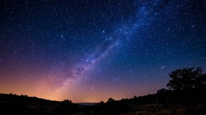 На небе свет далеких звезд