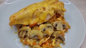 Курица с грибами в духовке - семья сыта и довольна_ простые идеи для ужина или обеда.