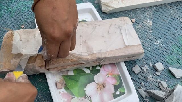 3 color long shale stone parcel opening