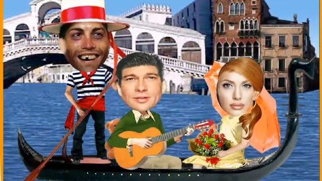 FaceAnimation-Loving couple on a gondola. Сool video end flash card.