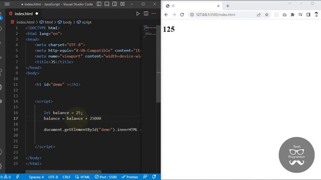Assignment Operators in JavaScript | Tutorial in Tamil | Tamil Programmer