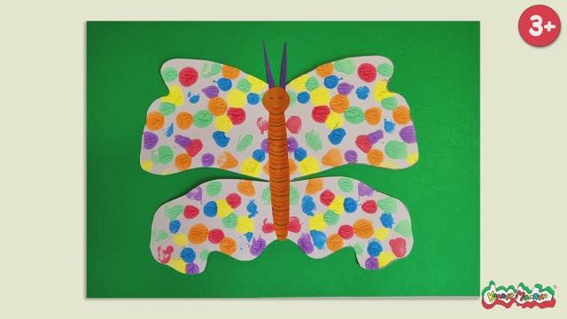Яркая бабочка из гуаши и цветной бумаги! 🦋🎨
