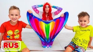 Влад и Ники и История о том, как мама превратилась в Русалочку! Видео для детей.