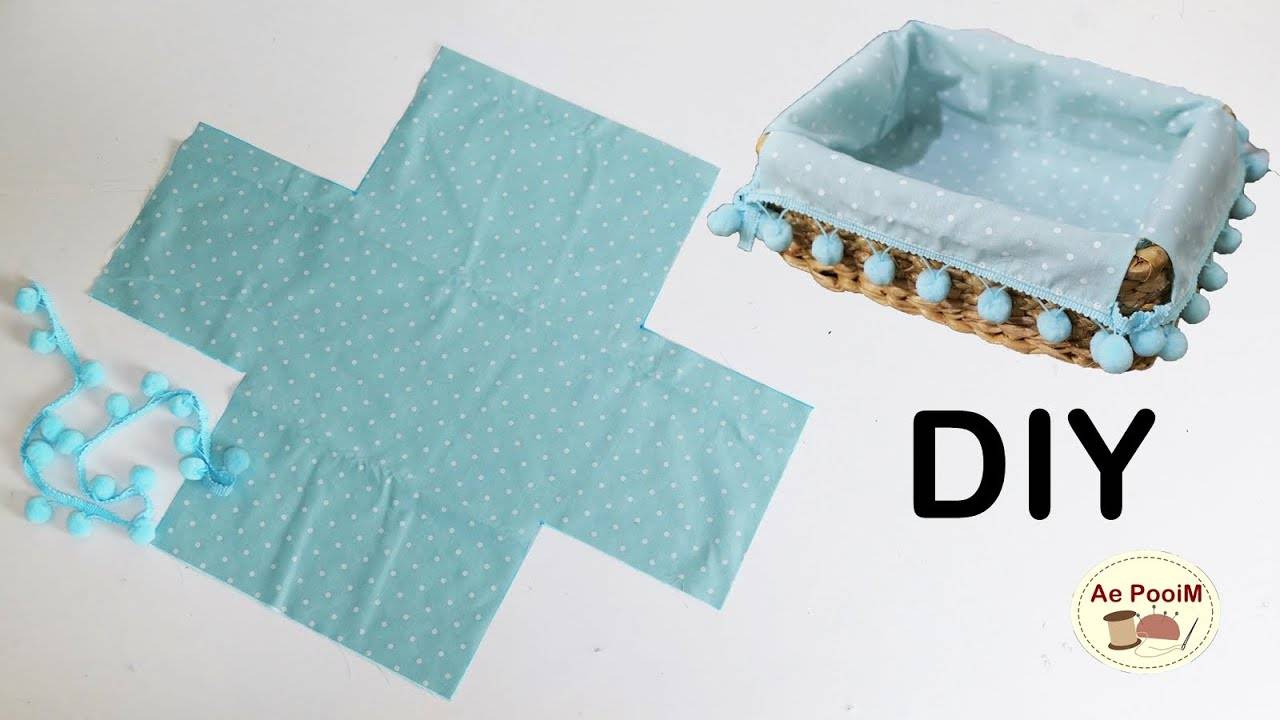 Как сделать подкладку для корзины - идеи украшения помпонами. смотреть онлайн
