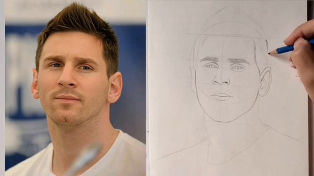 Discover the secrets of portrait drawing for beginners with loomis method _ Lionel Messi