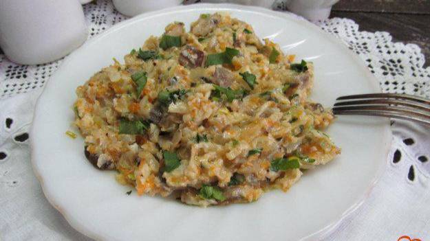 Цветная капуста с грибами и тыквой