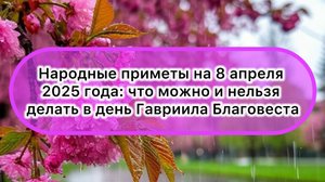 Народные приметы на 8 апреля 2025 года: что можно и нельзя делать в день Гавриила Благовеста