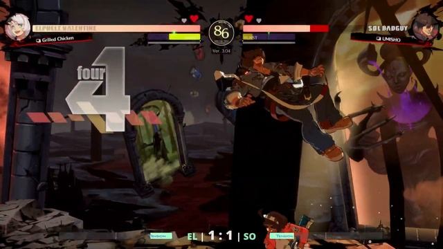 GGST ▰ UMISHO (Sol) vs Grilled Chicken (Elphelt). High Level Gameplay