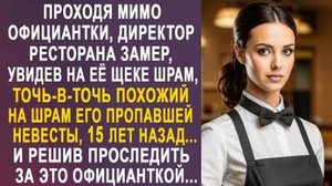 Проходя мимо официантки, директор ресторана замер, увидев на её щеке шрам, точь-в-точь похожий на...
