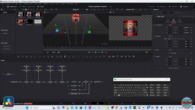 DaVinci Resolve 18.5 Rotating Picture Cylinder tutorial. смотреть онлайн