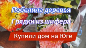 504ч🏡10.03.25-Допилили жерделю/Вспахали огород/Грядки из шифера/Побелила деревья/Посадила георгины