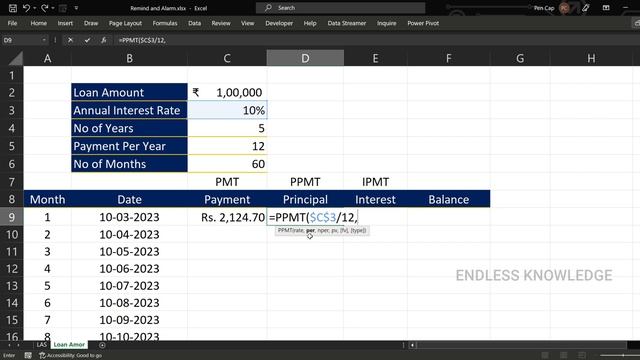 Loan Amortization Schedule in Excel in Tamil