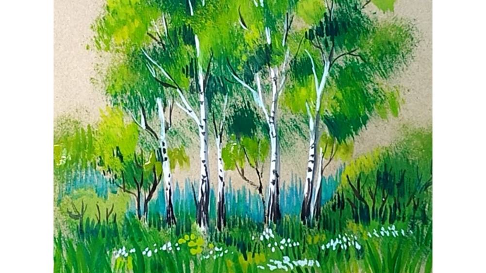 Как просто и красиво нарисовать березы гуашью. смотреть онлайн