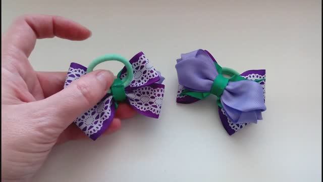 Бантики из репсовых лент  Канзаши