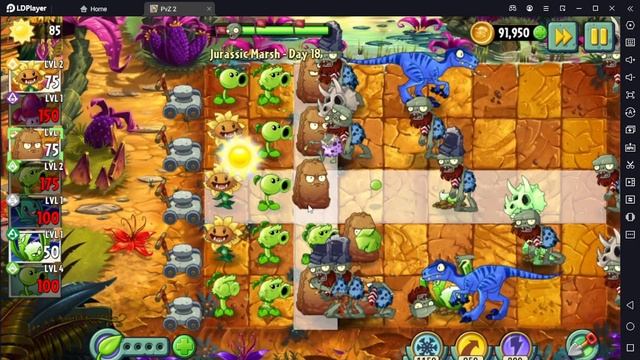 Растение против Зомби 2/PvZ2 Adventure Jurassic Marsh Day 18/Юрское Болото День 18 смотреть онлайн